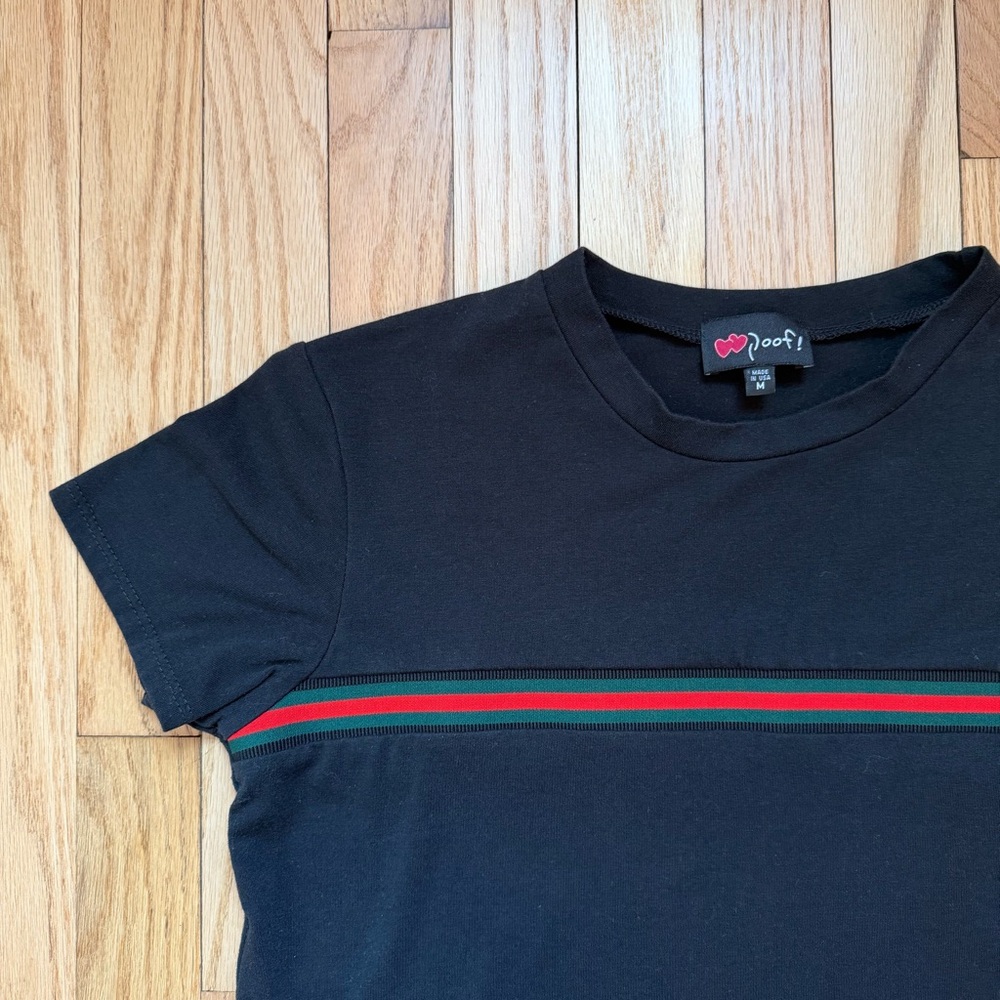 Vintage Black Baby Tee with Strip Detail - Picture 3 of 9